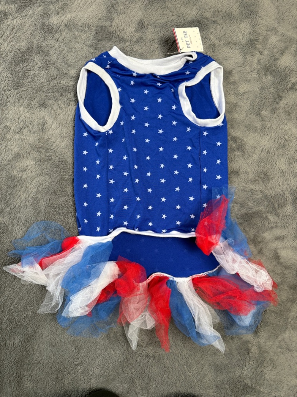 Pet Tee Dog Costume Patriotic Forth of July Memorial Day Stars Res White Blue